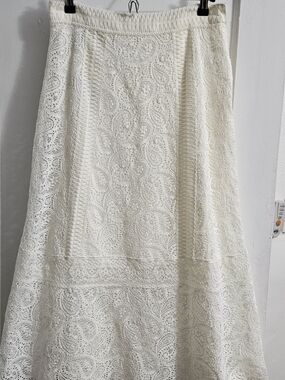 ba&sh Ivory Lace Panel Skirt with Gray Lining